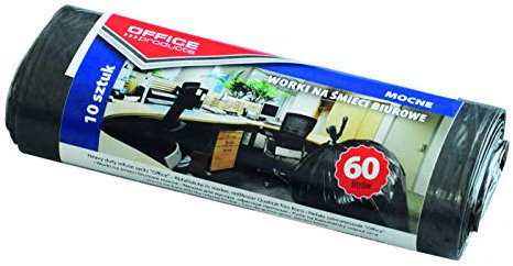 OFFICER PRODUCTS 22021222-05 Lot de 10 Sacs Poubelle en polyéthylène Basse densité résistant 60 l | Couleur : Noir | Épaisseur du Film : 19 µm