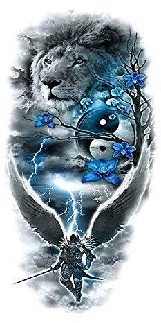 Le054 Tatuaje de león para el brazo para festivales o fiestas