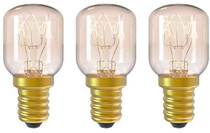 DGE Lot de 3 ampoules à incandescence E14 15 W T25 2300 K Petit culot à vis pygmée pour micro-ondes/réfrigérateur/four/lampe de sel de l'Himalaya/congélateurs/poterie Petit culot à vis Edison (SES)