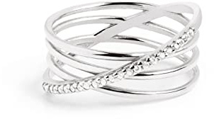 SINGULARU - Anillo Comete. Plata de Ley con Acabado Baño en Rodio. Talla 16