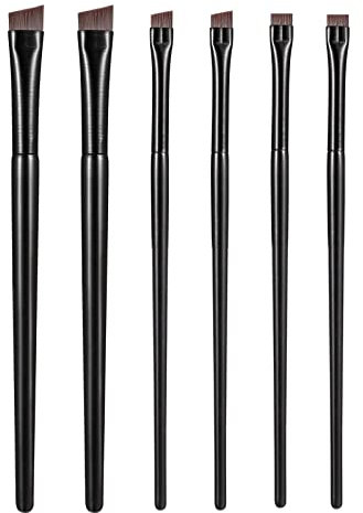 Schräger Eyeliner Pinsel, FENGCHUANG-Augenbrauen pinsel, 6 Stück Augen-Make-up-Werkzeug, Ein Muss für Schönheitsliebhaber (Schwarz)