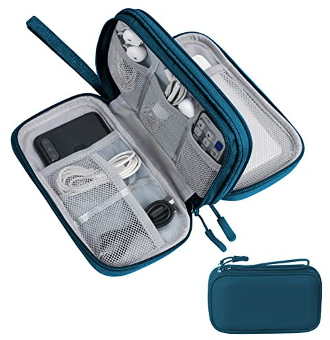 Skycase kabeltasche organizer,kabeltasche organizer klein,Tragbare Kabelorganizer,Doppelte Kabel Tasche für Elektronische Accessoires USB Powerbank SD-Karte Ladekabel,Grün