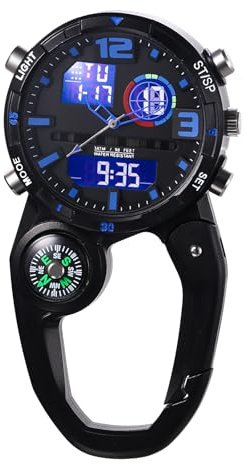 Lancardo Clip on Carabiner Watch: Multi-Function Backpack Watch for Men Women Analog Digital Date LED Alarm Sport Watch Hiking Climbing