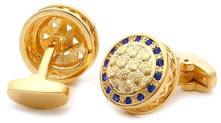 Manschettenknöpfe Hochzeit Gold, Manschettenknöpfe Hochzeit Runden Kupfer Blau Zirkonia Hemd Manschettenknöpfe Herren 28X20X20 MM