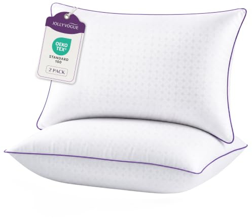 JOLLYVOGUE Pillows Queen Size Set of 2, Soft Supportive Bed Pillows with Super Soft Down Alternative Fill, Luxury Fluffy Hotel Quality for Side, Back, and Stomach Sleepers