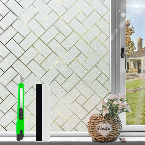 HOMTOL Sichtschutzfolie Fenster Milchglasfolie, 75x200cm Fensterfolie Blickdicht von Aussen, Statische Milchglasfolie Selbstklebend Fenster, Sonnenschutzfolie Fenster für Wohnzimmer