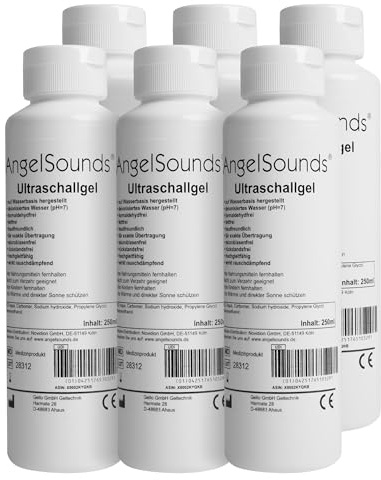 AngelSounds ultraljudsgel 1.500ml (6 x 250 ml) - Fetal Doppler transmission gel - Sonografigel för ultraljudsapparater - Kontaktgel