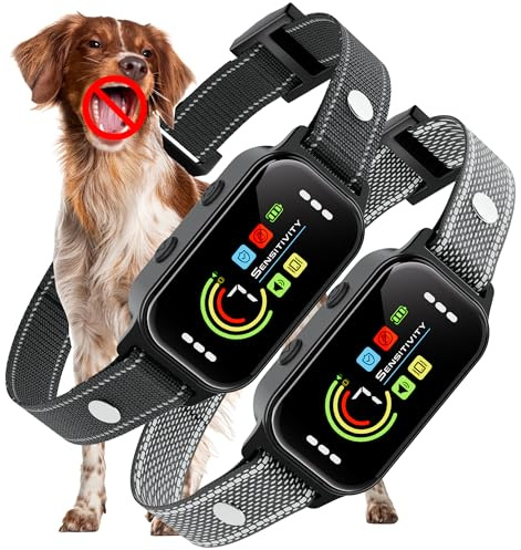JEUJE Dog Bark Collar 2 Pack, Bark Collar for Large Medium Small Dogs 8-120lbs, AUTO Barking Collar, Bark Training Collar with 7-Level Sensitivity + 5 Safety Modes Humane Training System