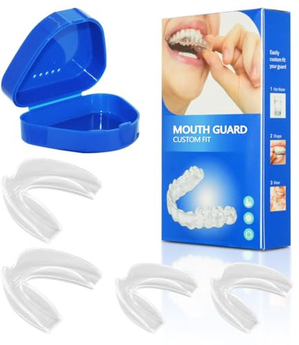 Jomdjmskes 4 Pcs Gouttiere Dentaire Bruxisme, 2 Tailles Protège Dents Moldable, Protecteurs Buccaux, Protege Dent Bruxisme, Night Guard, Arrêter le Bruxisme, Mouth Guard for Grinding Teeth Clenchingg