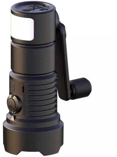 Generico Torcia A Manovella Torcia Elettrica Pratica per Esterni con Luce A 5 Colori, Lampada da Tavolo Portatile per La Camera da Letto di Casa, Ricarica A Manovella/Ricarica di Tipo C