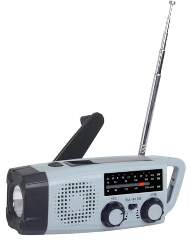 Ouitble Radio à Manivelle 383SW AM/FM/SW Radio Solaire d'urgence avec 2000mAh Power Bank SOS Alarm Lampe Poch pour Randonnée Camping