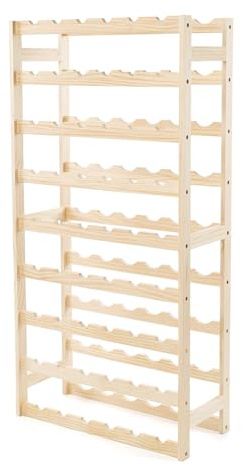 Compactor - Étagère à Bouteilles en Bois certifié FSC - 54 Bouteilles - Organisateur de vin Mural - Pin Naturel - pour Cave, Cuisine ou séjour - Style Sobre et Robuste