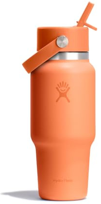 Hydro Flask – Wide Flex Straw Travel Bottle 710ml (24 oz) – Leakproof, Insulated, Cupholder Compatible – Keeps Drinks Cold 24 Hrs – Flex Straw Cap – Nectar Orange