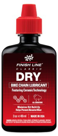 Finish Line Dry Bike Chain Lube, 2 oz Squeeze Bottle - Ceramic Dry Wax Lubricant, Dirt and Dust Resistant