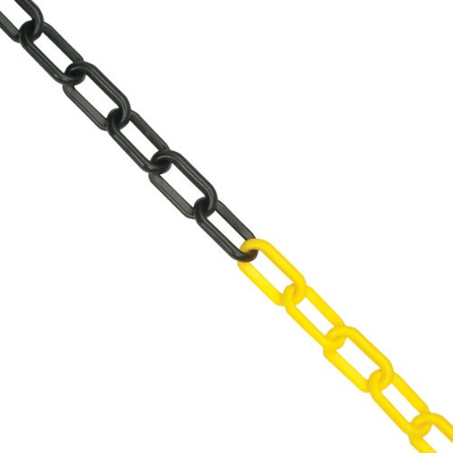 25m x 6mm Plastic Barrier Chain Link Safety Decorative Garden Fence - Yellow & Black