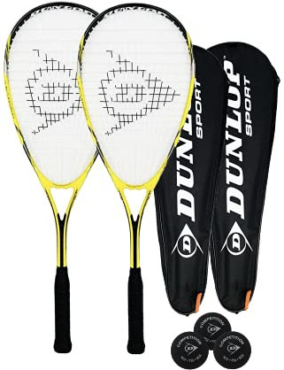 2 x Dunlop nanomax Ti Squash Speler + tasje beschermhoes