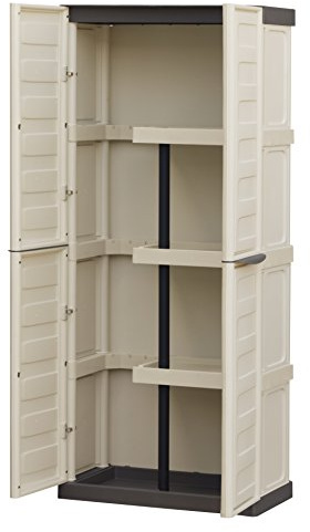 Art Plast ZA2532 Armario Porta escobas de plástico en Polipropileno, Color Marfil y Taupe, L 700 x P 390 x H 1.650 mm