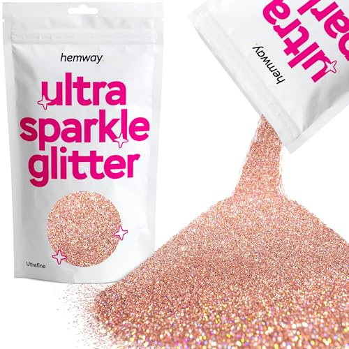 Hemway Ultra Sparkle Glitter Rose Gold Holographic 100g | Glitter for Arts & Craft, Makeup, Nail Art, Crafting, Card Making, Sparkle Decoration