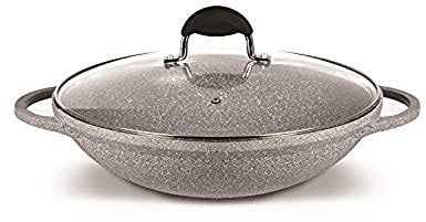 Bialetti 0F6WK032 Speciali Petravera Wok (avec couvercle) 32 cm, induction Aluminium