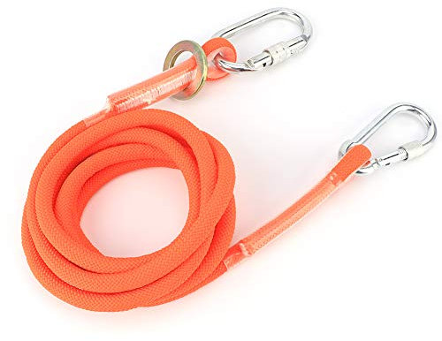 VGEBY Outdoor Kletterseil, 3m Sicherheitsseil Lager 1800kg Hochfestes Gurtseil mit Karabiner aus Stahllegierung für Arbeiten in der Höhe Camping Sport