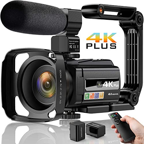 PEAWOLCY 4K Video Camera Camcorder Ultra HD 48MP WiFi IR Night Vision Vlogging Camera for YouTube,16X Digital Zoom 3 IPS 270°Rotatable Touch Screen Camera Recorder with Microphone,Remote,Lens Hood