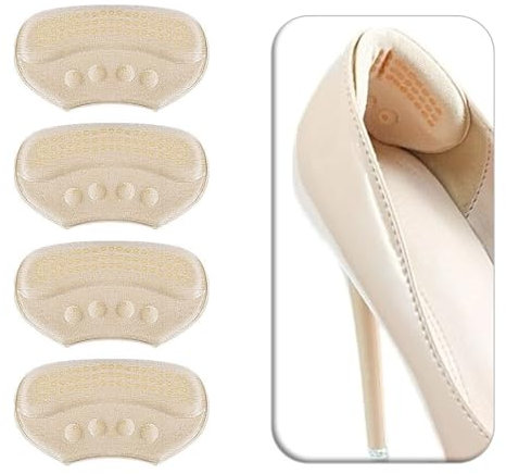 VivoFoot 4 Stück Fersenpolster,Ferseneinlagen für Lockere Schuhe, Fersenschutz, Fersenkissen für Schuhe, Selbstklebende Fersenhalter gegen Blasen & Reibung (Beige)