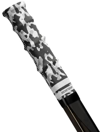 ROCKETGRIP Grip de sport pour crosse de hockey sur glace - Poignées de hockey en tissu camouflage - Accessoires de hockey pour adultes et enfants (gris camouflage)