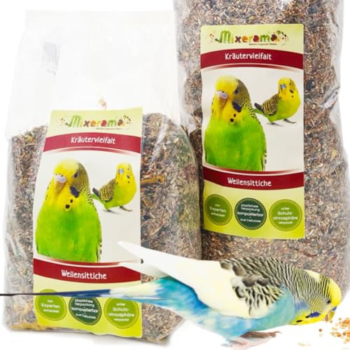 Mixerama Wellensittiche Kräutervielfalt - natürliches Futter für den Wellensittich mit extra Kräutern Sittichfutter Vogelfutter