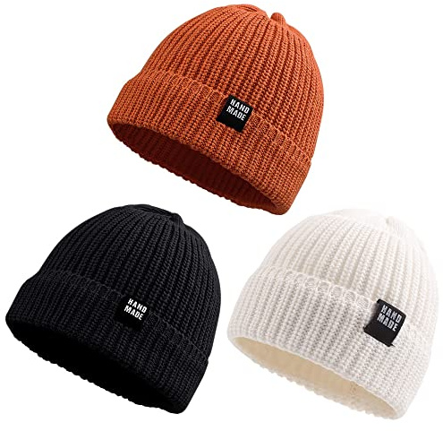 Pesaat Chpeau Automne Hiver pour Bébé Garçon Fille Tricoté Bonnet de Chaud Enfant (Noir+Blanc+Chocolat, 2 à 5 Ans)