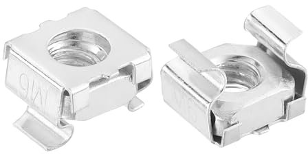 QUARKZMAN Ecrou en Cage M6 x 1mm, 50 Pièces Ecrous en Cage à Encliqueter, Ecrou Métrique en Acier au Carbone Zingué pour Armoire de Rack Serveur, Argent