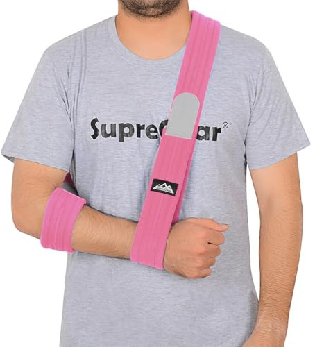 supregear Soporte de Brazo, Cabestrillo Ajustable Ligero y Cómodo, Inmovilizador Transpirable Médico para Hombro, Mano y Codo Lesionados, 180 cm, Rosado