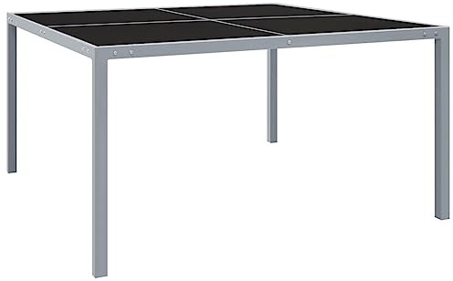 Jiangboyue-313086 Table de jardin en acier et verre Gris 130 x 130 x 72 cm