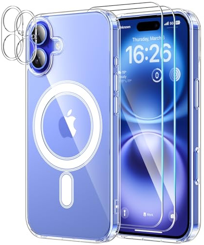 YNMEacc 5 in 1 Magnetic for iPhone 16 Case, Compatible with MagSafe, Clear