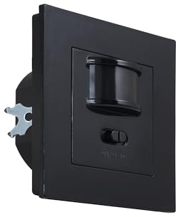 Bewegungsmelder CP-1CC – Infrarot (PIR) – Schwarz – Unterputzmontage – Erfassungsbereich bis 160° – Reichweite bis 9 m – IP20 – Betriebstemperatur: -20 ~ +40 [°C] – 82x82x20 [mm]