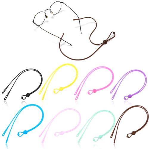 JEYORZY 8 pcs Cordon Lunettes, cordons à lunettes universels sans queue, Multicolore Lunettes Chaîne Lanière En silicone, Pour le sport, sangles de lunettes autour du cou pour homme et femme, Unisexe