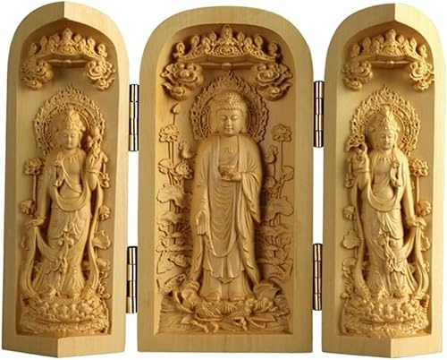 Statua di Buddha Intagliata in Legno Statua di Buddha Mini Sankai Buddha Fudo Myoo Mini Buddha Statua Guardiano Monumento Figura, B