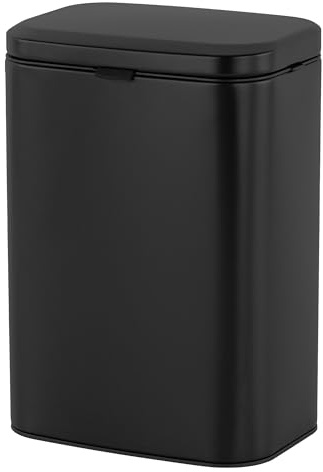 Relaxdays Pattumiera a parete, 8 L, da appendere o incollare, secchiello estraibile, metallo, cucina e bagno, nera