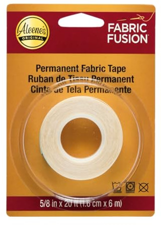 Aleene's Fabric Fusion Nastro Adesivo - Colla per Tessuti 1,6 cm x 6 m – Atossica Colla Trasparente per Hobby, Riparazioni Veloci, Fai da te e Cucito Creativo