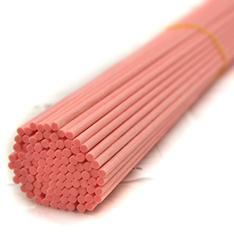 Ougual 50 Pieces Fiber Reed Diffuser Replacement Refill Sticks for Aroma Fragrance (Pink, 30cmx3mm)