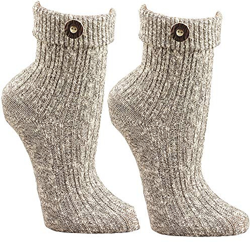 krautwear Chaussettes traditionnelles pour homme et femme - Avec laine naturelle beige crème - Remaillés à la main - Oktoberfest - Carnaval (2xsil-39-42), Mélange d'argent (lot de 2 paires), 39-42