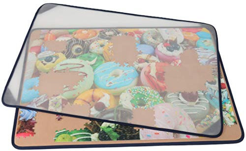 Tektalk Puzzle Board with Dustproof Cover for Storage Puzzle Saver, Non-Slip Surface (Khaki, Up to 1500 Pieces)