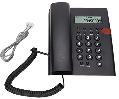 Elprico Schnurgebundenes Desktop-Telefon für zu Hause, K010A-1 Schnurgebundenes Telefon mit Anrufer-ID-Funktion, Freisprechfunktion, Desktop-Festnetztelefon für Home Office Hotel(Schwarz)