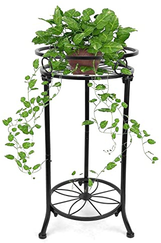 YHIJURS Supporto per piante da interno, 2 ripiani per piante da esterno, 50,9 cm, in metallo, resistente supporto angolare in ferro, mensola per piante, supporto per fioriere, decorazione artistica