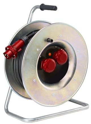 FAMATEL 30052 - Enrollacable ind. metalicoIP55 50m con 2 bases ind 3P+N+T 16A 400V