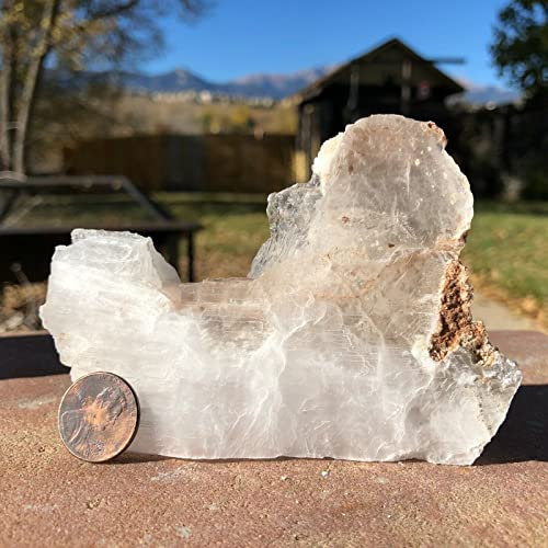 RVBLRDSE Decorazione 155 g Esemplare di Pietra lastra Tagliata Pezzo di Selenite Naturale in Piedi Grezzo Crystal Specimen