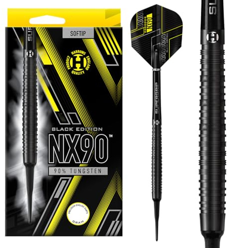 Harrows NX90 Black 90% Soft Tip - Fléchettes Pointe Plastique 18g