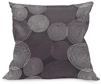 ABAKUHAUS Abstrakt Kissenbezug, Modernes Design von Hand gezeichnet Komplizierte Kreise, Kissenhülle mit Reißverschluss Beidseitiger Druck, 50 x 50 cm, Aubergine Lila grau