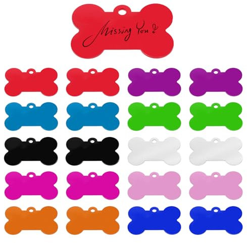 20 Pcs Stück Dog Tag Adressanhänger Anhänger Marke Hundemarke Knochen Erkennungsmarke Rohling 2,5 x 3,8cm hund Wasserdicht Tiermarke Edelstahl Namensschild für Hunde Katzen und Haustier
