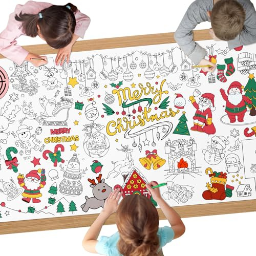 AYESY Tovaglia di Pittura, 180 cm Carta Rettangolare Colorata per Compleanno, Attività, Feste - Gigante Poster da Colorare, Tema Delle Vacanze