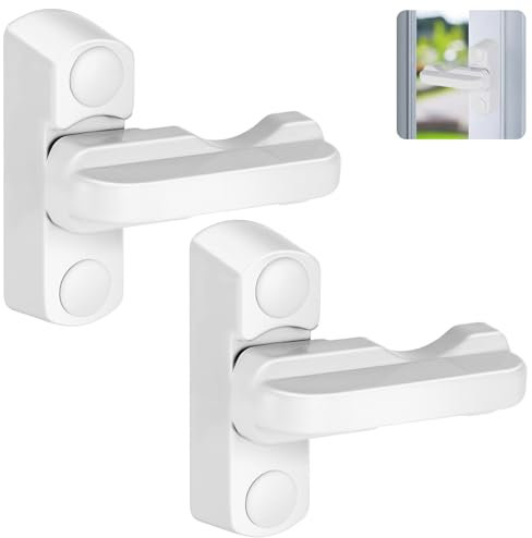 Flintronic Poignée de Fenêtre, 2PCS Poignée Fenetre en Aluminium, Poignee Porte Bloque Fenetre pour Sécurité Enfant, Installation Facile pour Maison Portes Placards Fenêtres